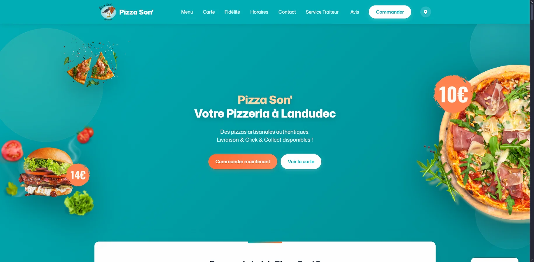 Création site e-commerce Pays Bigouden - Pizza Son' Pizzeria Traiteur
